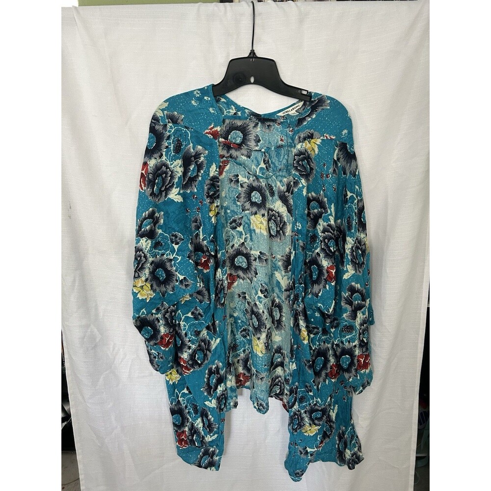 Billabong Blue Floral Be My Light Cardigan Kimono Women's Size M/L Rayon